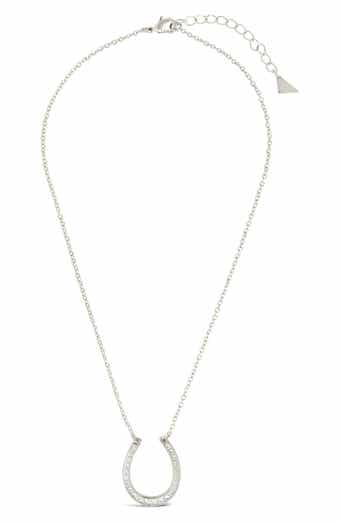 Sterling Forever CZ Horseshoe Pendant Necklace