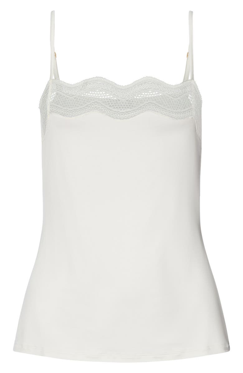 Hanro Cira Tulle Lace Trim Camisole, Alternate, color, Off White