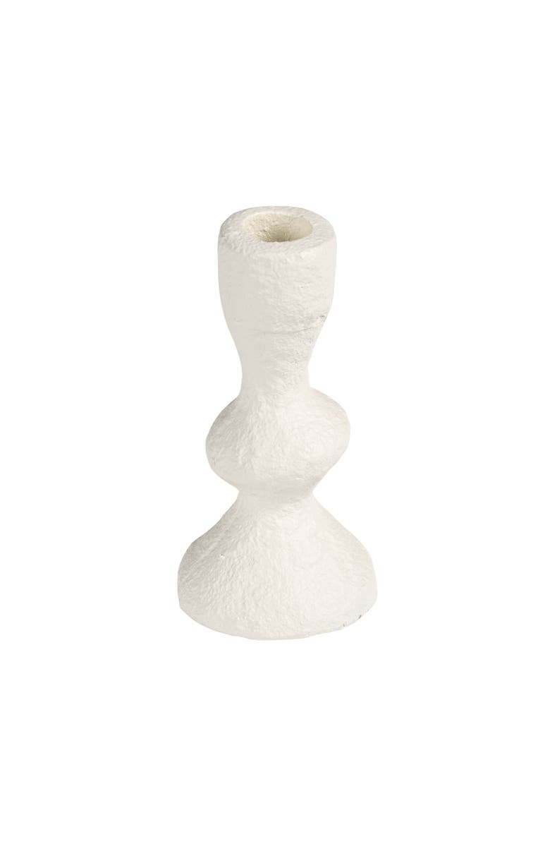 Storied Home Cast Metal Taper Holder, Volcano Finish, White, Main, color, White