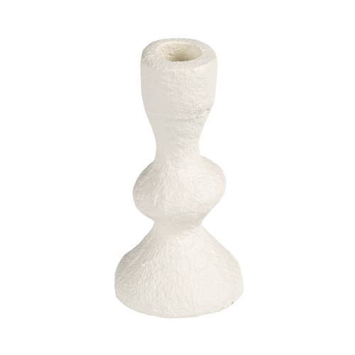 Storied Home Cast Metal Taper Holder, Volcano Finish, White