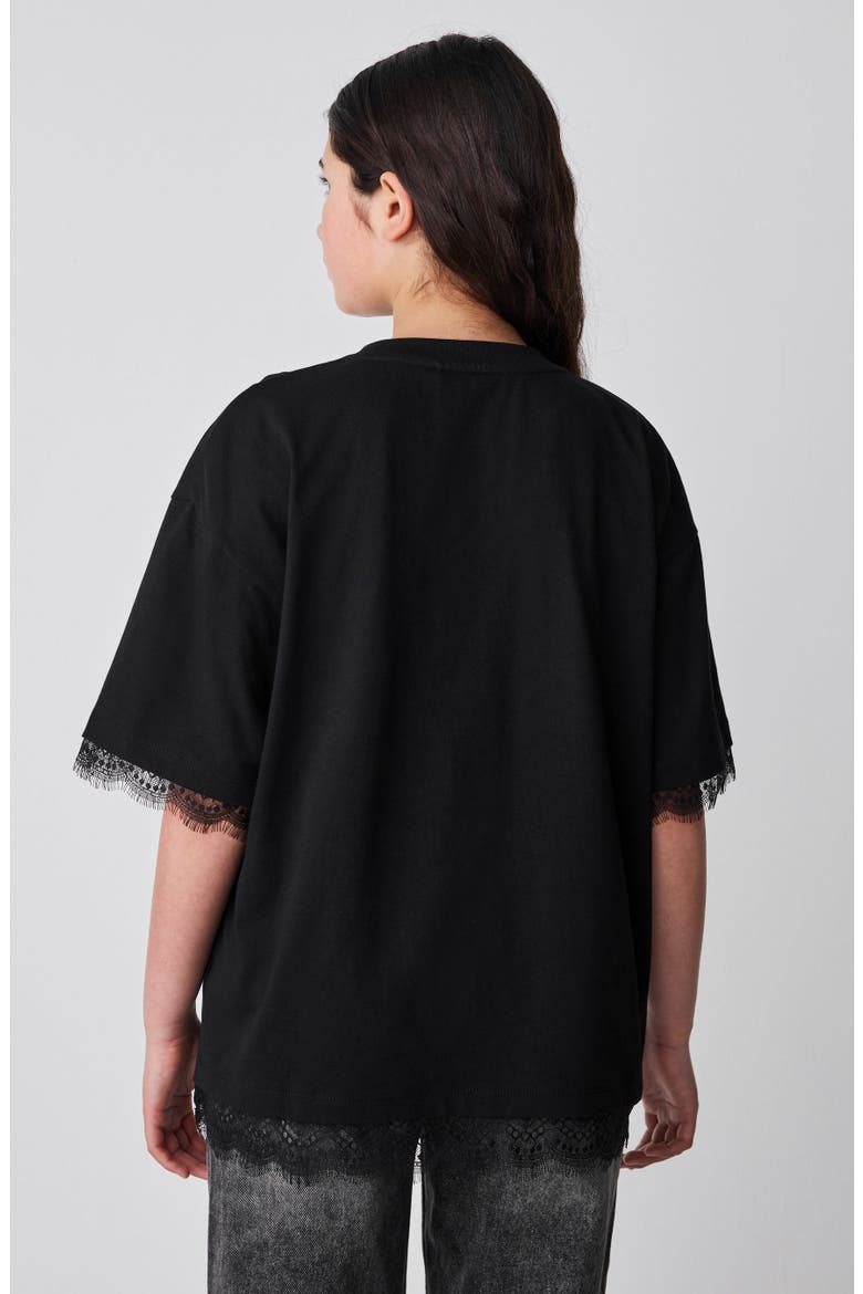 Kids' Underground Lace Hem Graphic T-Shirt, Alternate, color, BLACK