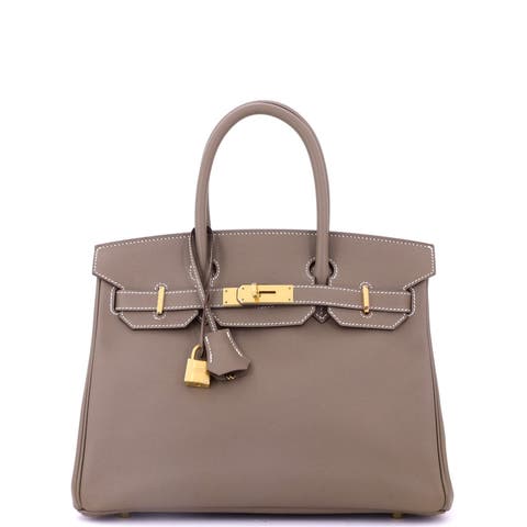 Birkin Handbag Grey Epsom with Gold Hardware 30