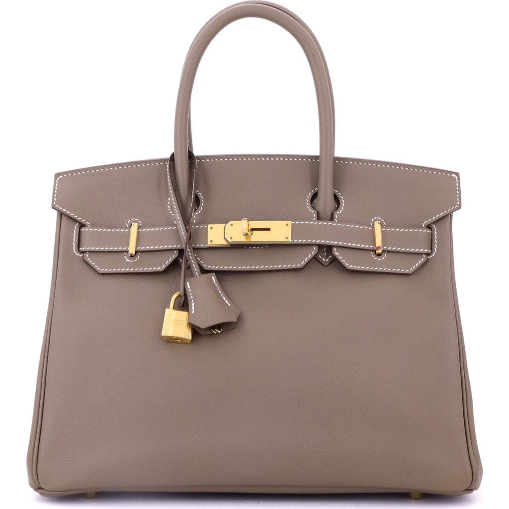 Pre-owned Hermes  Hermes Birkin Handbag Grey Epsom With Gold Hardware 30 In Brown