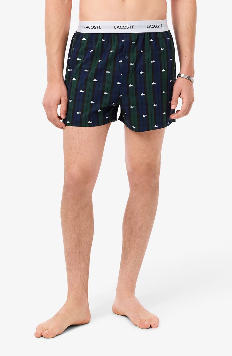 Lacoste Assorted 3-Pack Cotton Boxer Briefs, Alternate, color, Navy Blue/ Sinople