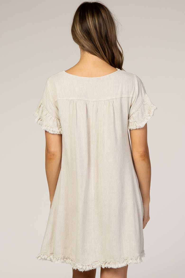 Fringe Linen Dress, Alternate, color, Beige