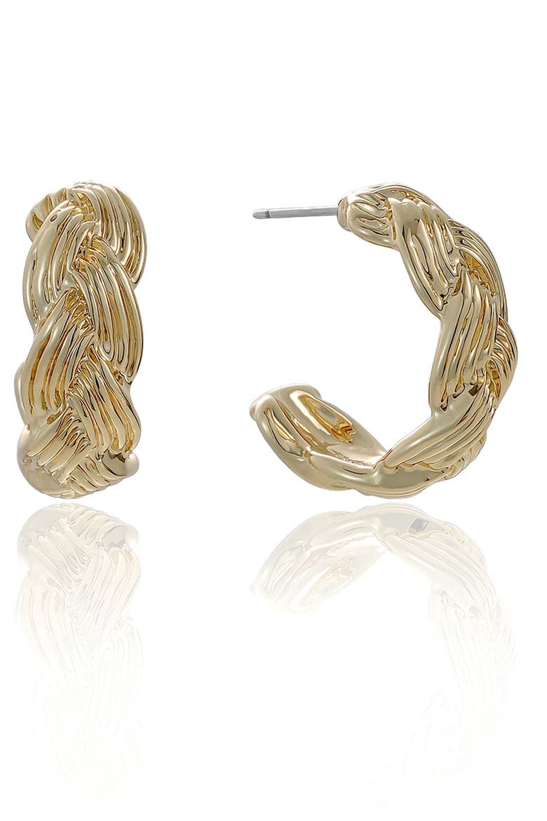 Braided Hoop Earrings, Main, color, GOLD