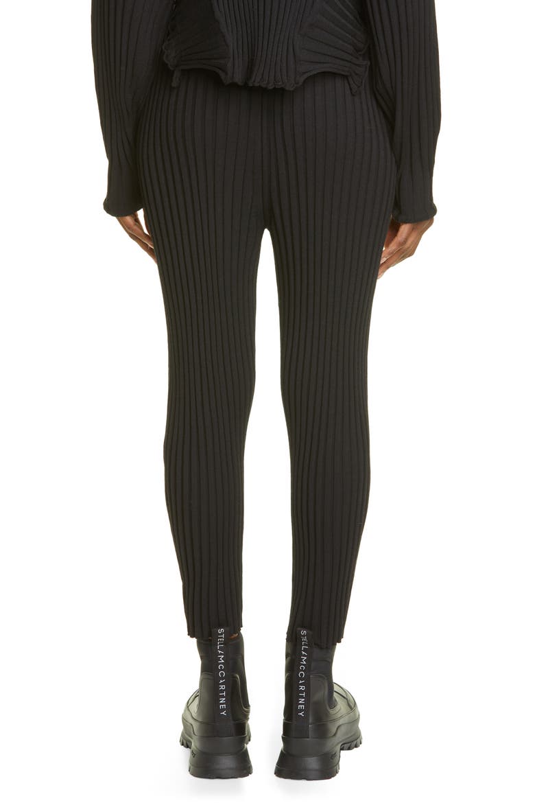 Rib Wool Blend Sweater Pants, Alternate, color, BLACK