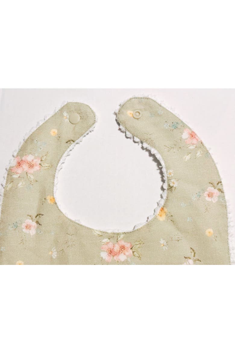Layette Linen Bib, Alternate, color, Hedgerow Floral