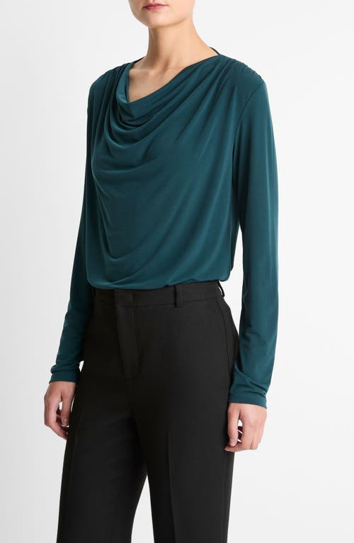 Vince Cowl Neck Knit Top In Green