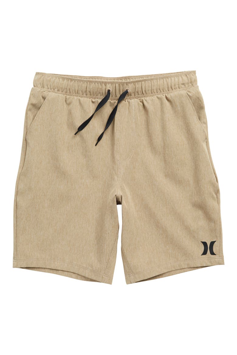 Kids' Stretch Heathered Hybrid Shorts, Main, color, KHAKI