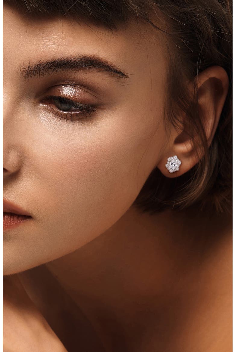 Cultured Freshwater Pearl Stud Earrings, Alternate, color, WHITE GOLD