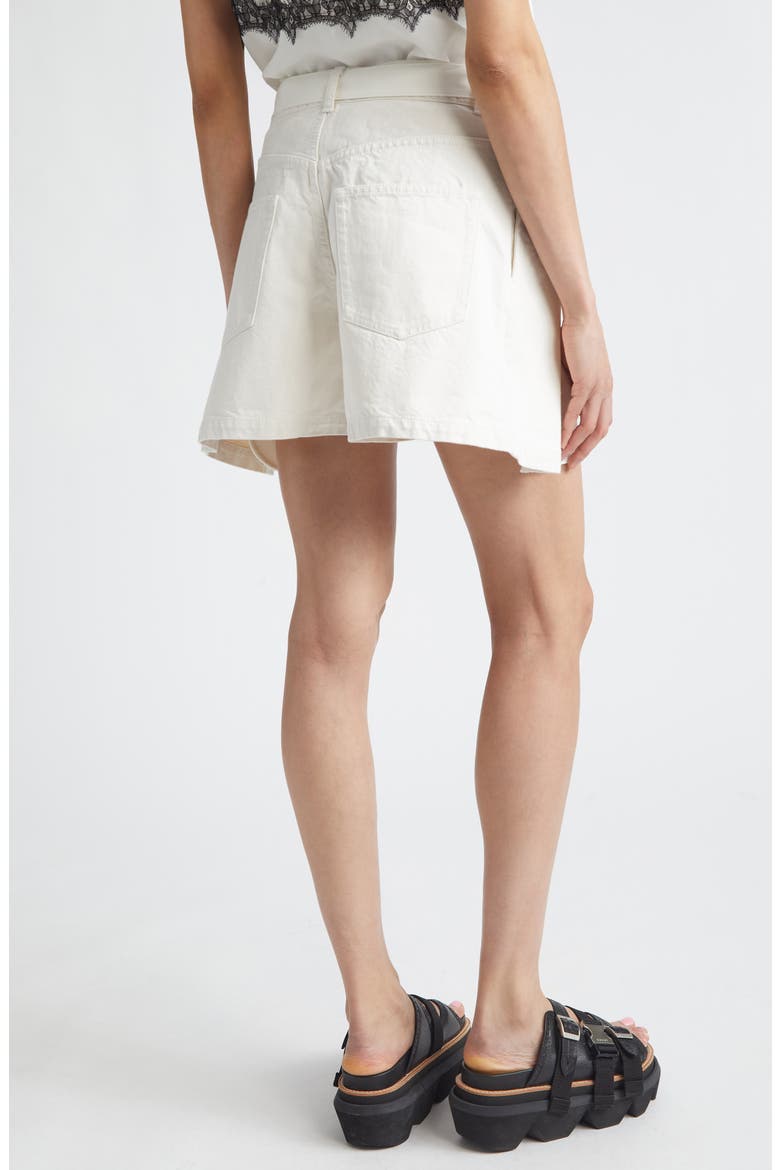 Hybrid Cotton Denim & Wool Shorts, Alternate, color, OFF WHITE