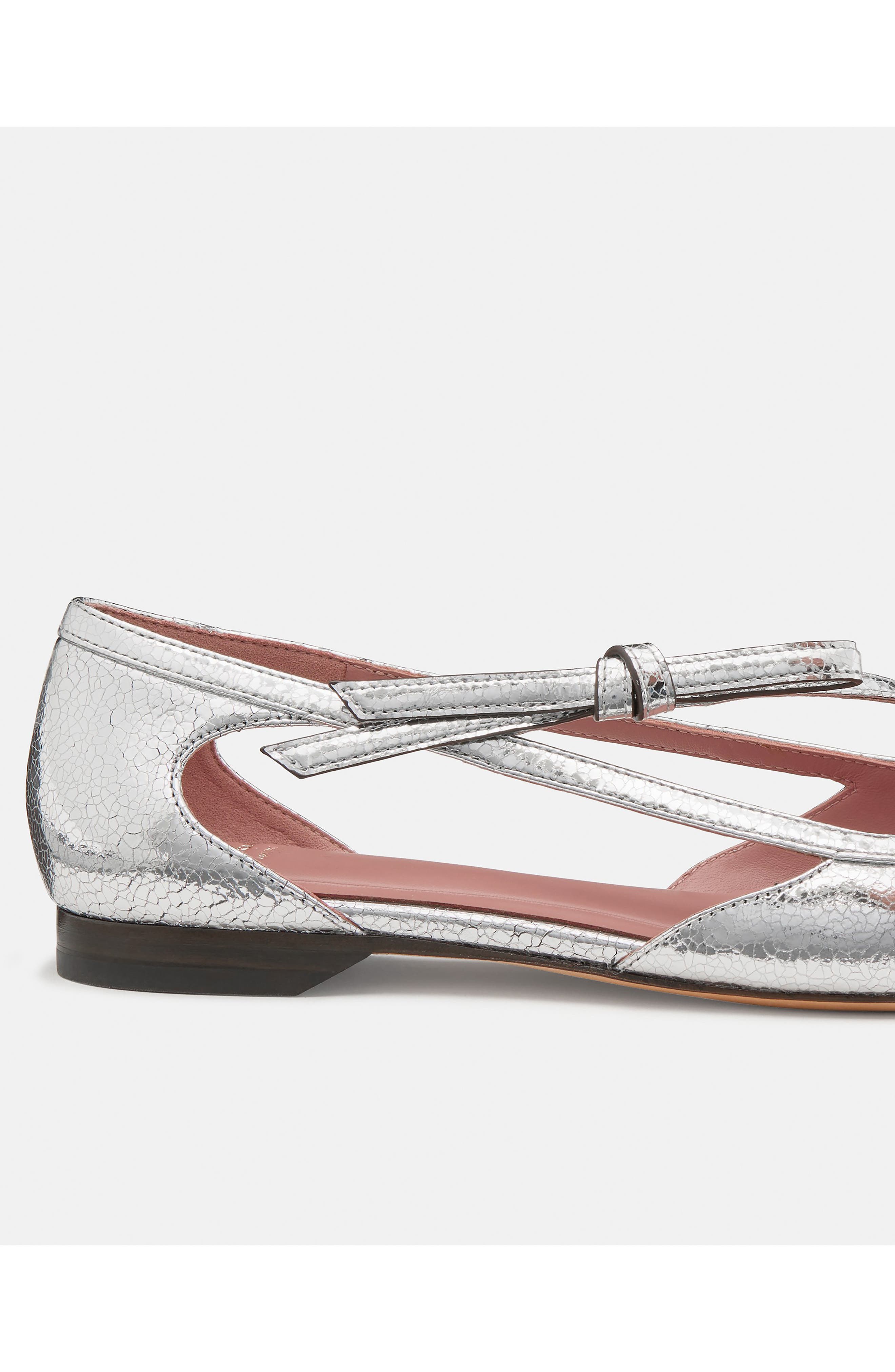 loop pointed toe leather flat, Alternate, color, SILVER