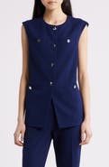 Anne Klein Button-Up Four-Pocket Vest
