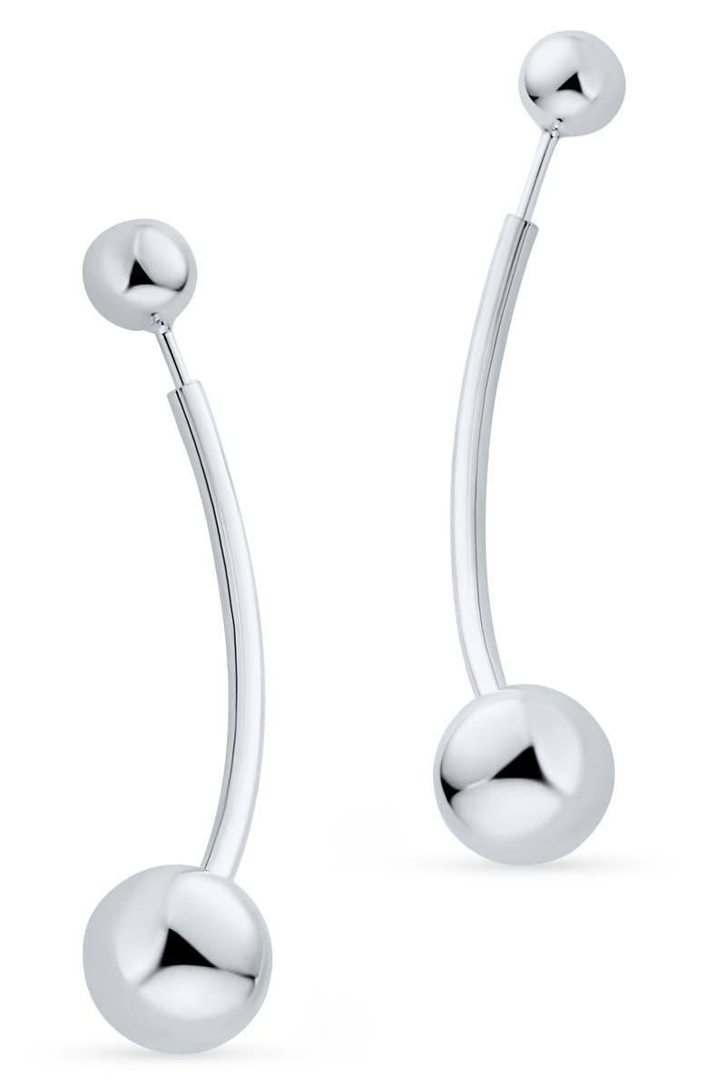 BLING JEWELRY Modern Geometric Front/Back Linear Earrings, Alternate, color, Silver