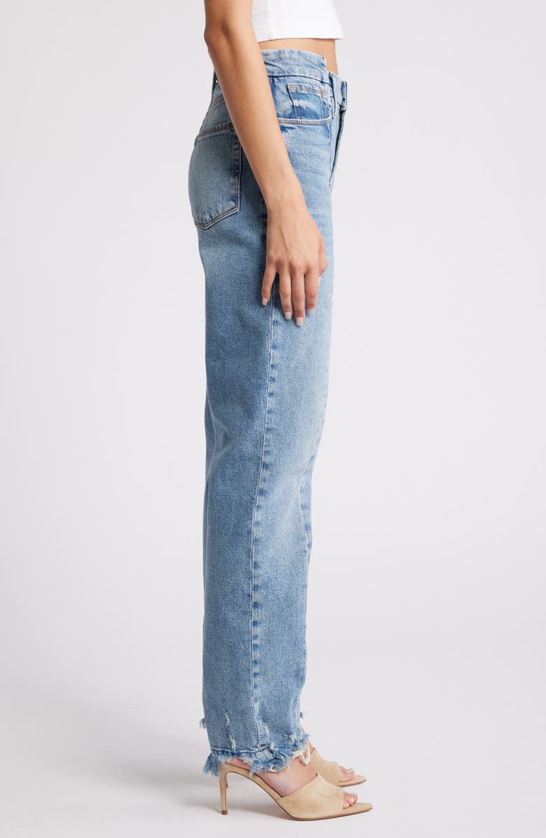 Good American Good Boy Step Waist Distressed Hem Jeans, Alternate, color, Indigo678