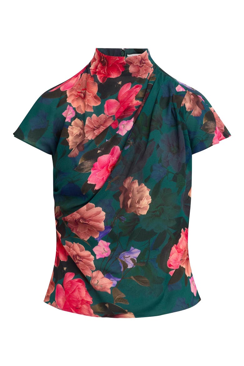 The Graceful Top with High Neck, Alternate, color, GEMSTONE FLORAL