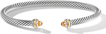 Cable Classic Bracelet with 18K Gold & Semiprecious Stones, 4mm