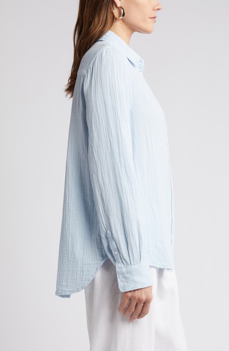 Caslon<sup>®</sup> Casual Gauze Button-Up Shirt, Alternate, color, Blue Skyway