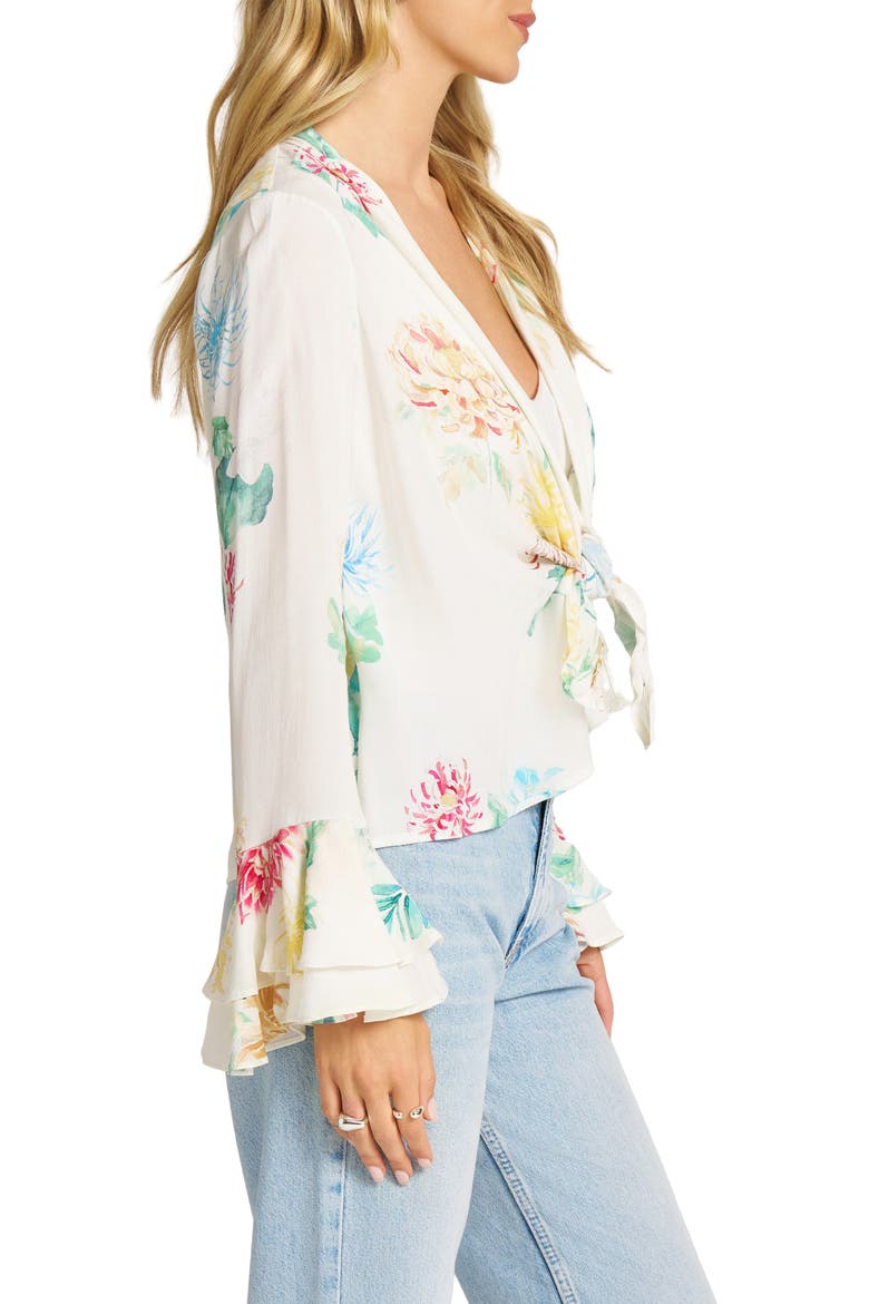 Ruffle Bell Sleeve Tie Front Jacket, Alternate, color, IVORY