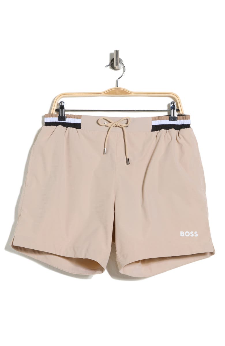 BOSS SWIMWEAR Isle Swim Trunks, Alternate, color, Tan