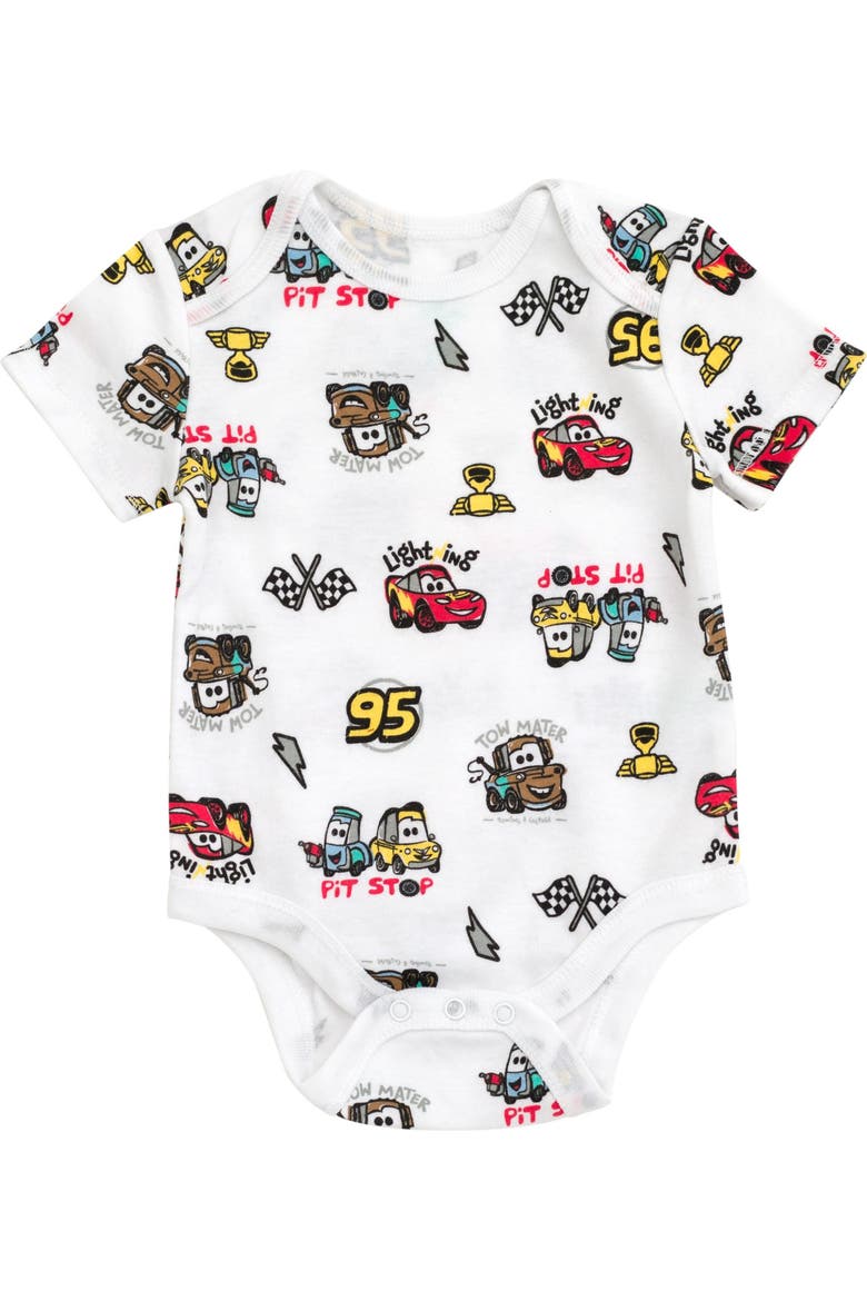 Pixar 3-Pack Short Sleeve Bodysuits, Alternate, color, Red Grey White