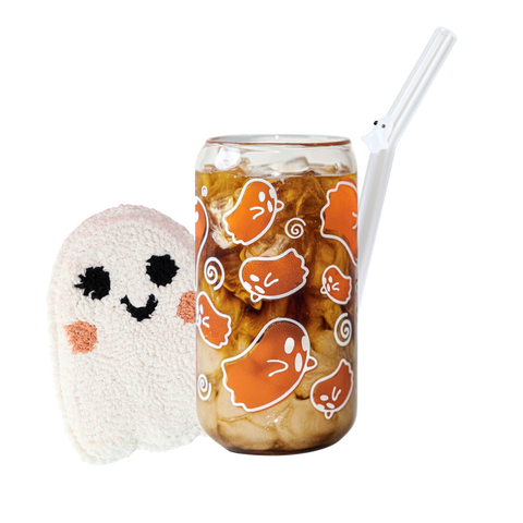 Color-Changing Ghostie Glass Cup Mug Rug & Straw Bundle