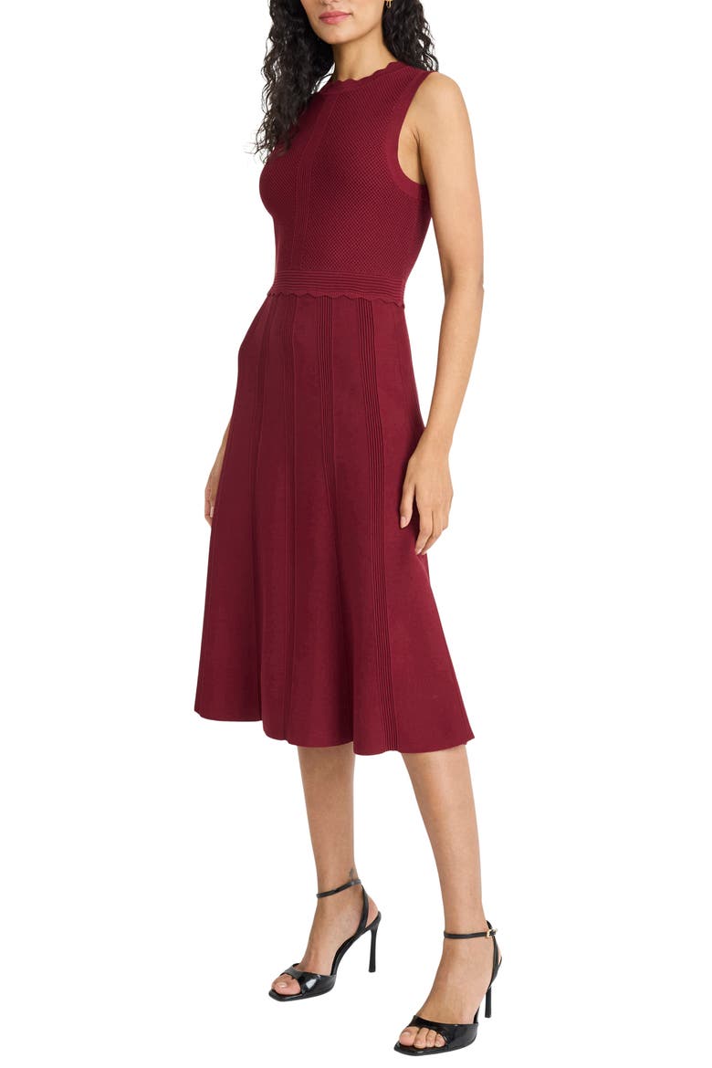 Scalloped Sleeveless Midi Sweater Dress, Alternate, color, CABERNET