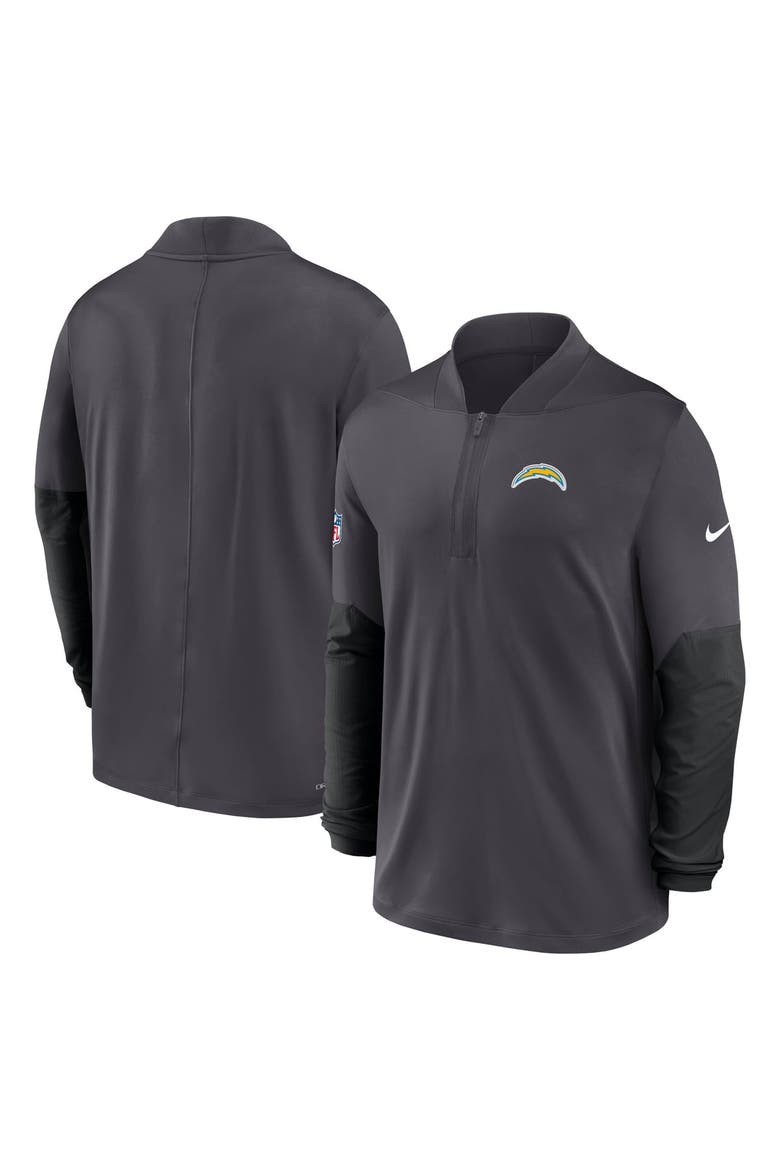Men's Nike Anthracite Los Angeles Chargers Sideline Dri-FIT Half-Zip Pullover, Main, color, Anthracite