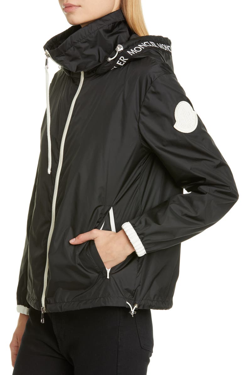Moncler Belted Hooded Logo Jacket, Alternate, color,