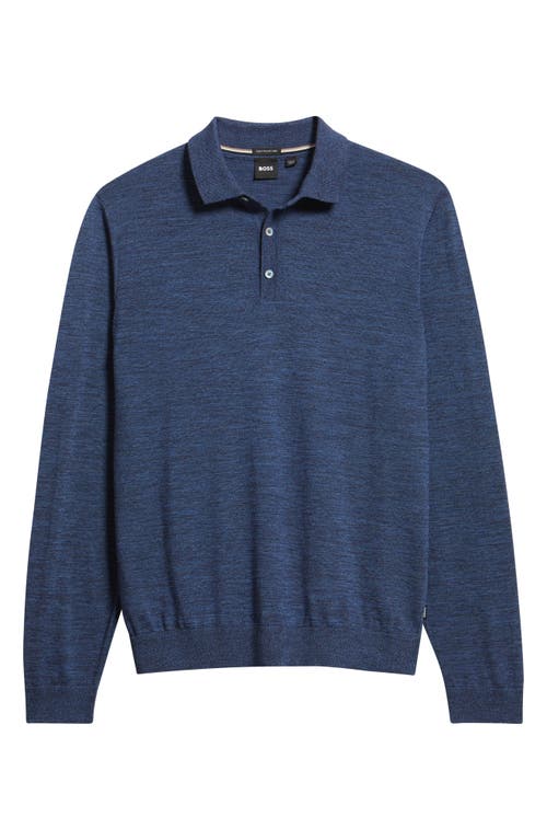 Hugo Boss Boss Lancione Wool Polo Sweater In Blue