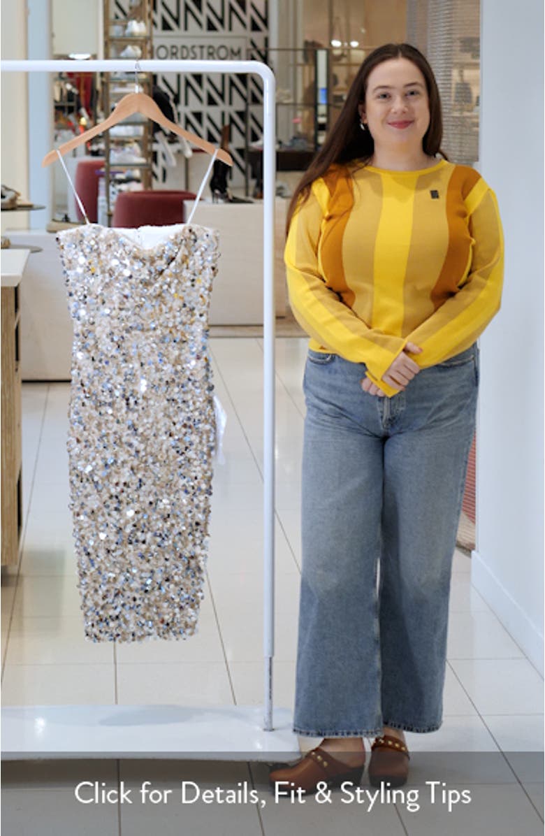 Viviana Sequin Strapless Sheath Cocktail Dress, sales video thumbnail