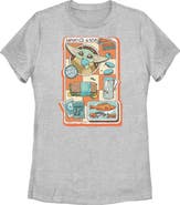Star Wars: The Mandalorian and Grogu Women's Star Wars The Mandalorian and Grogu Snack Time Comic Foods Graphic T-Shirt