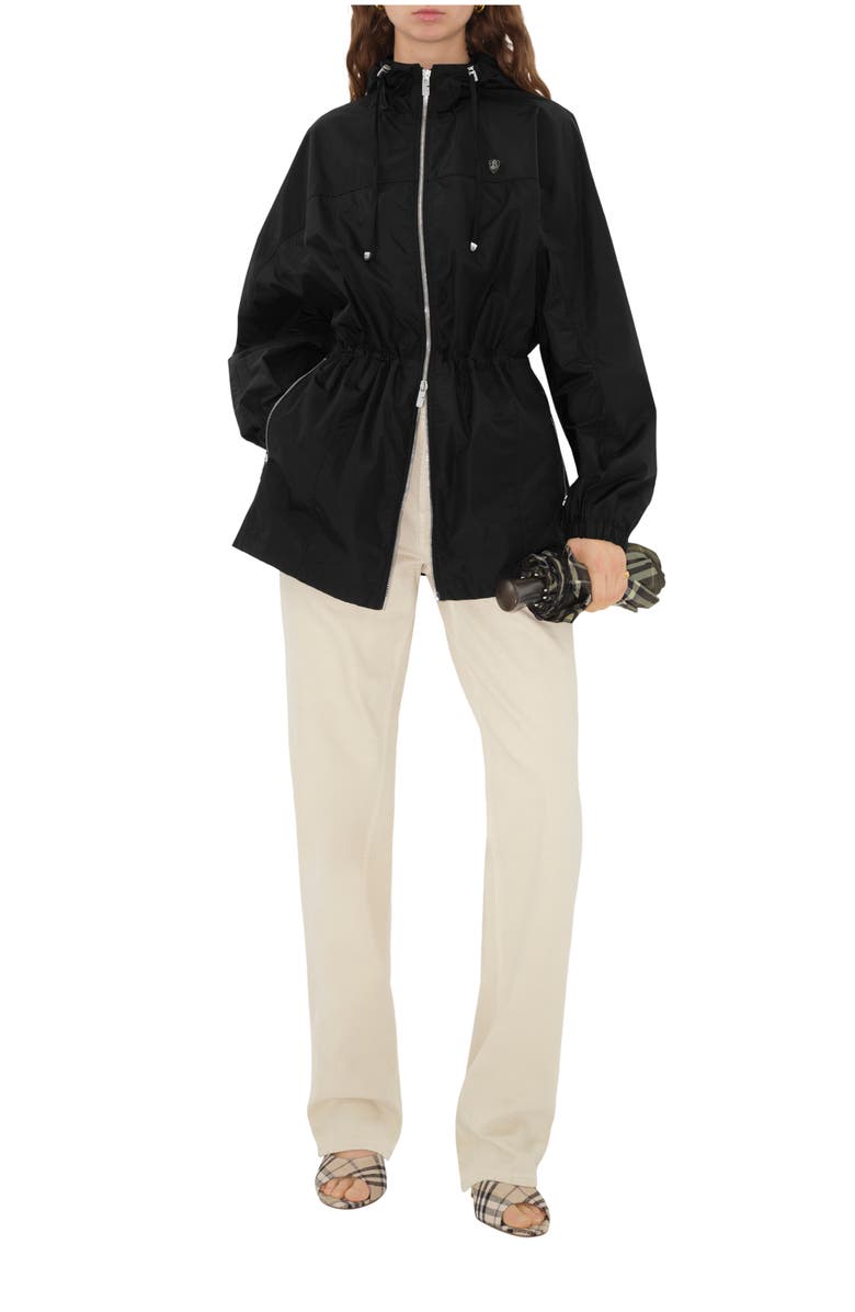 Burberry Short Nylon Cotton Parka, Main, color, Black