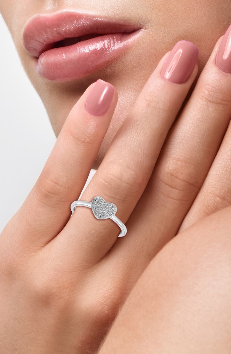 EFFY Sterling Silver Heart Diamond Ring - Size 7 - 0.13ctw, Alternate, color, White