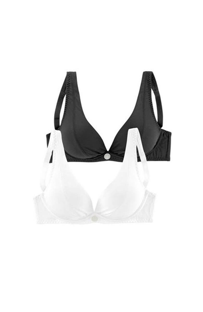 LASCANA 2 Pk Underwire Cleavage Bras, Alternate, color, Black & White
