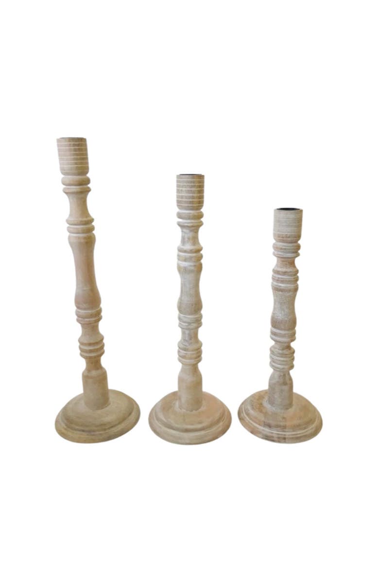 CG Hunter Tapered Candle Holder, White Wood, Main, color, White