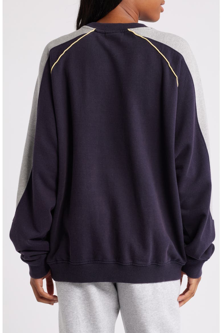 Colorblock Cotton Graphic Sweatshirt, Alternate, color, NAVY