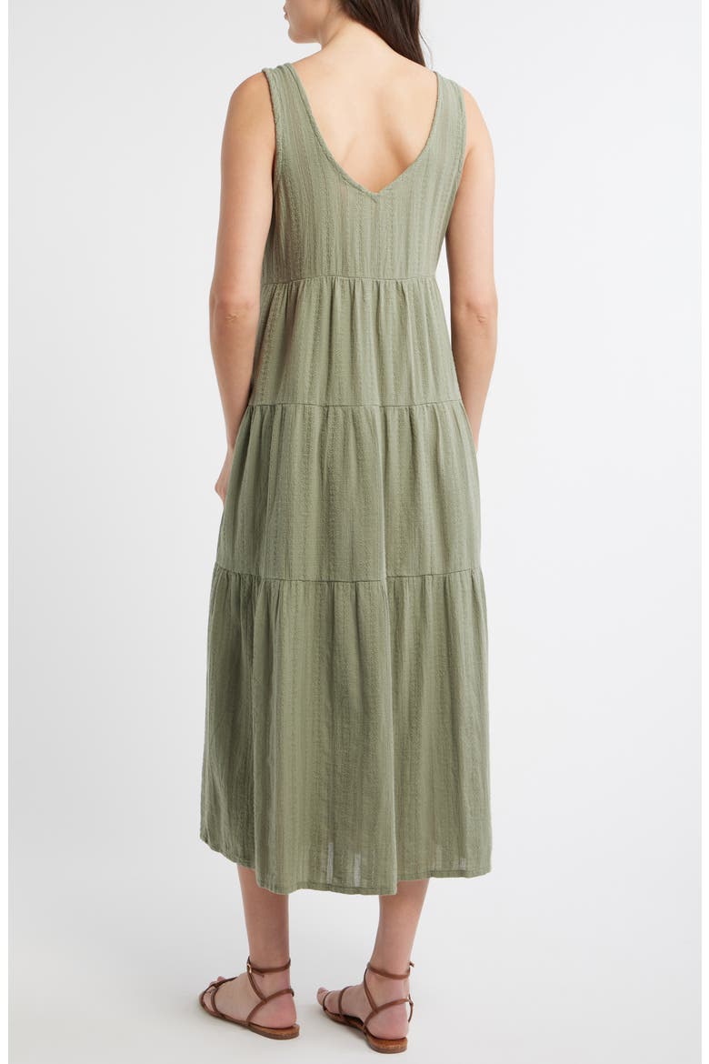 Corinne Tiered Sleeveless Cotton Midi Dress, Alternate, color, SAGE