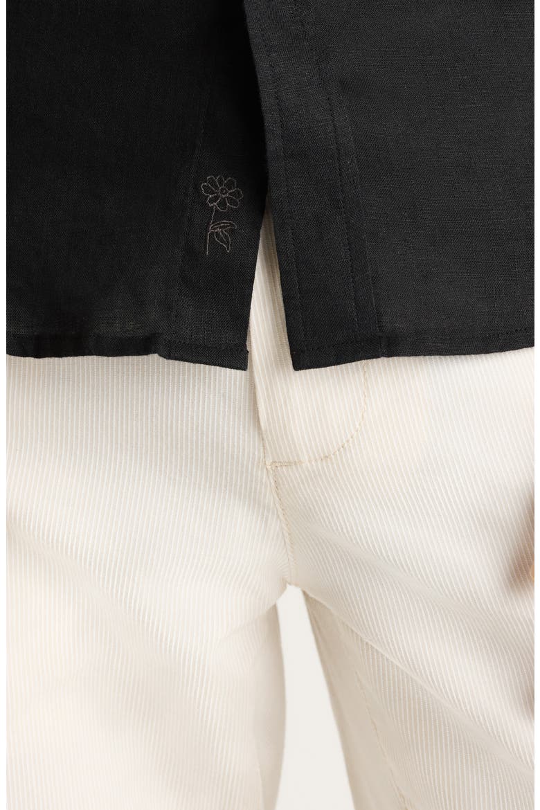 Slim Fit Linen Short Sleeve Shirt, Alternate, color, BLACK LINEN