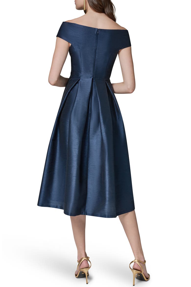 Off the Shoulder Dupioni Cocktail Dress, Alternate, color, NIGHTFALL