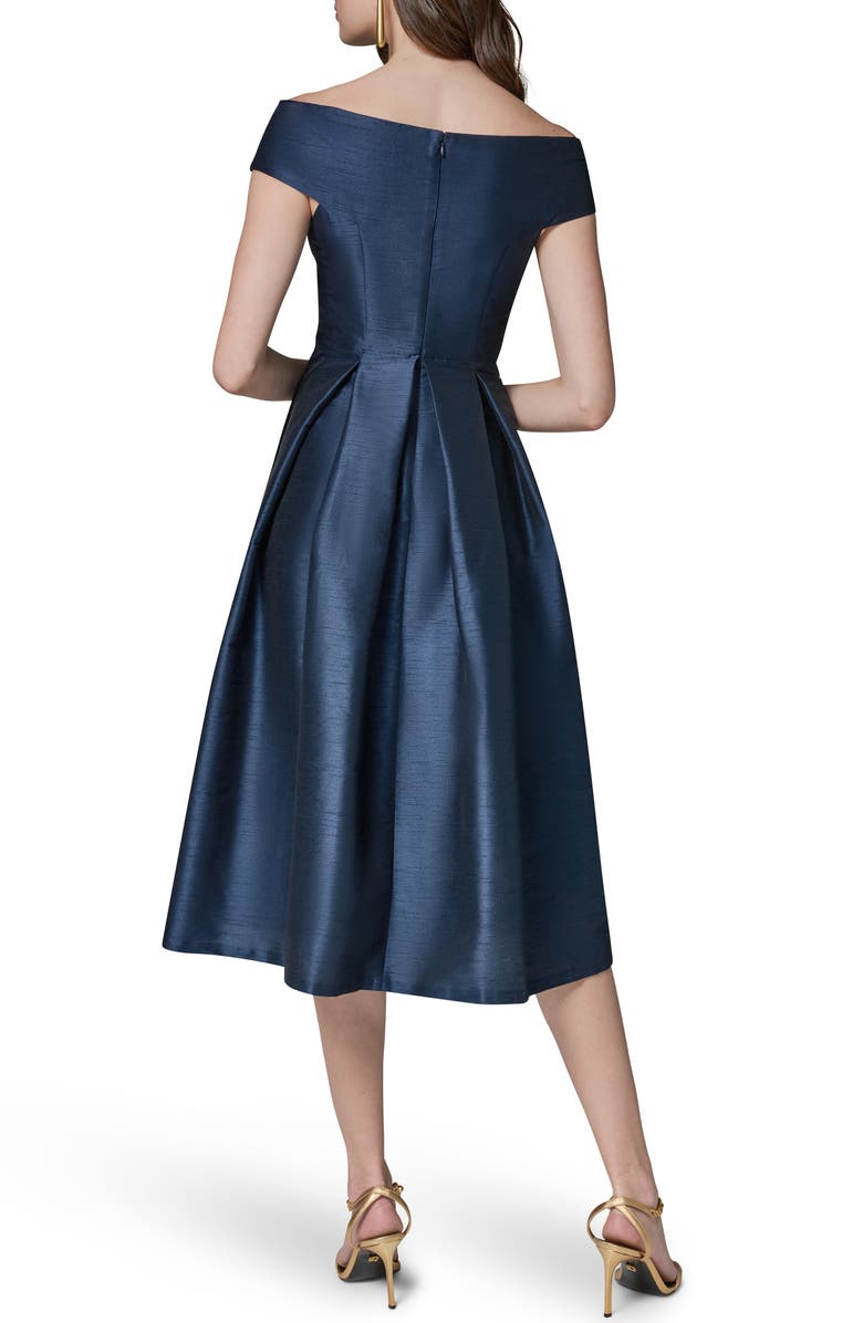 Donna Karan New York Off the Shoulder Dupioni Cocktail Dress, Alternate, color, Nightfall