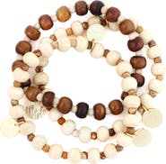 Panacea Set of 3 Tiger's Eye & Howlite Stretch Bracelets