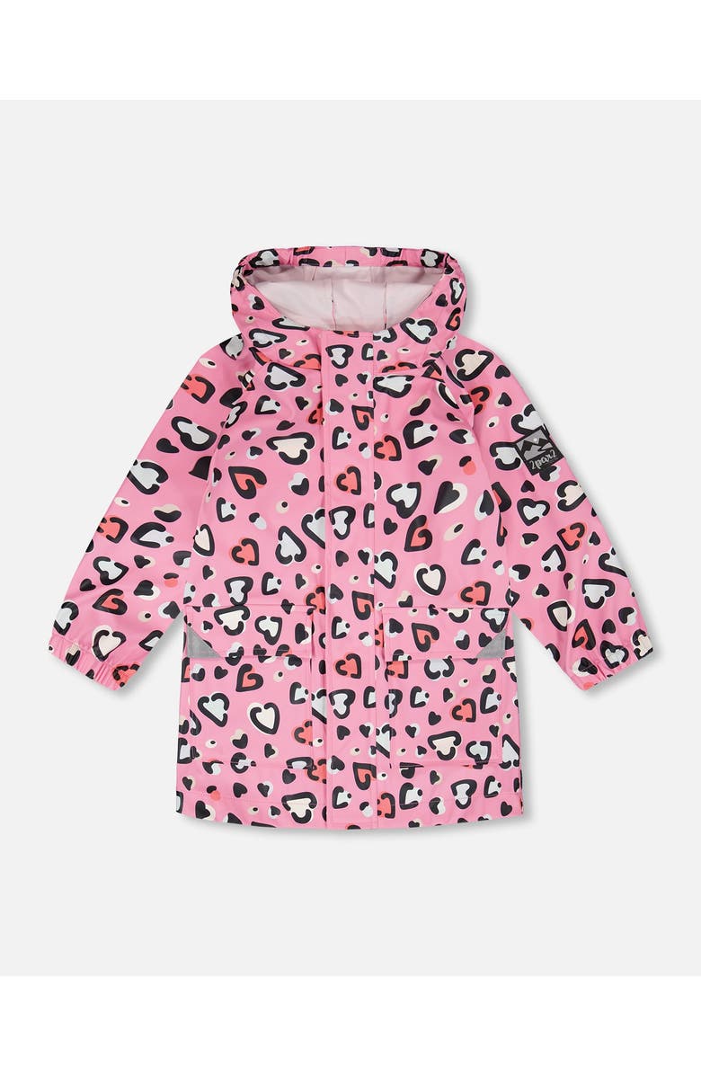 Deux par Deux Polyurethane Heart Rain Jacket, Main, color, Pink Heart Print