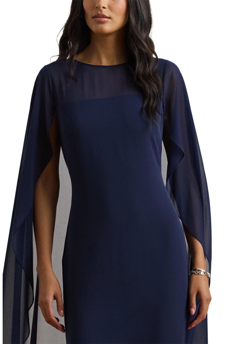 Lavati Capelet Gown, Alternate, color, NAVY BLUE