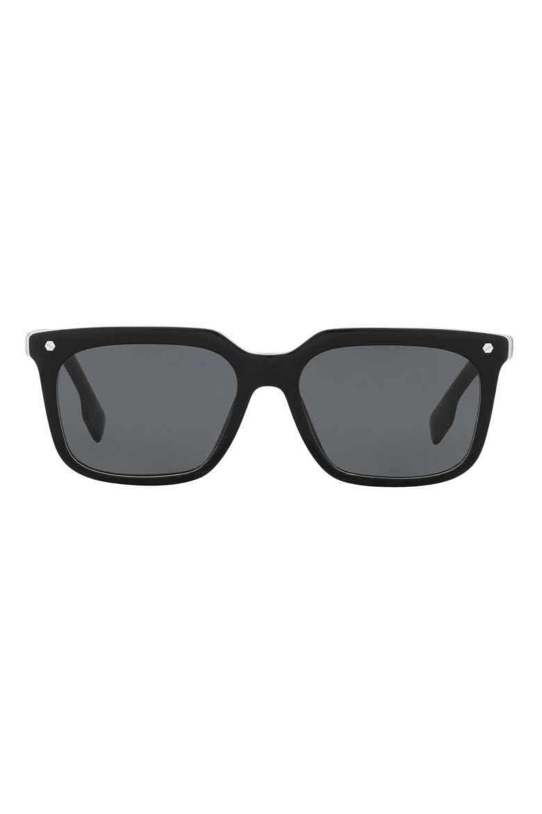 56mm Square Sunglasses, Alternate, color, BLACK