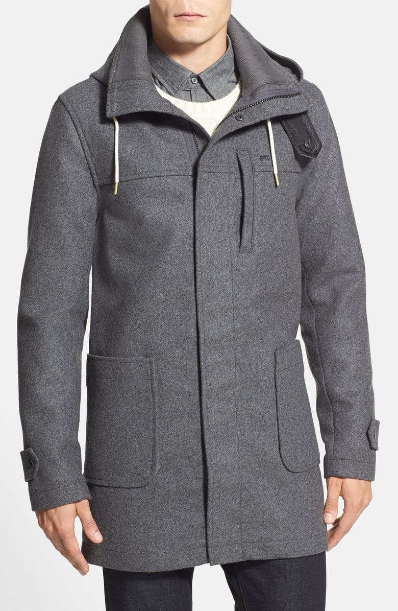 Moods of Norway 'Per Dale' Hooded Wool Blend Coat, Main, color,