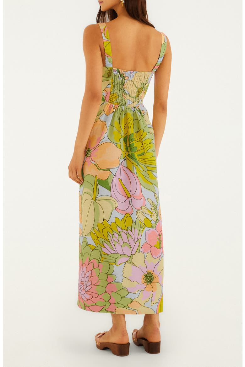 Spring Affair Floral Print Linen Maxi Dress, Alternate, color, GREEN MULTI