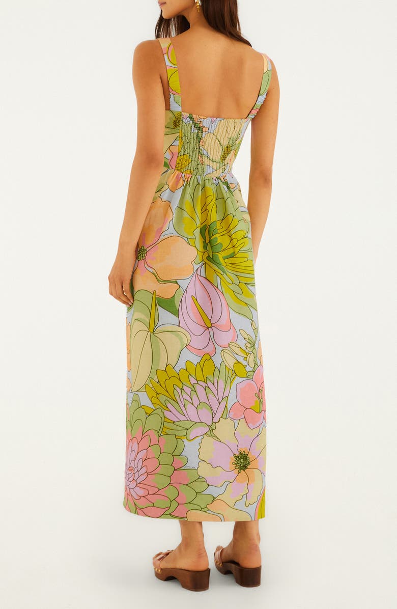 FARM Rio Spring Affair Floral Print Linen Maxi Dress, Alternate, color, Green Multi