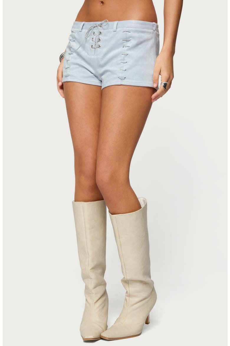 Sloane Faux Suede Micro Shorts, Alternate, color, LIGHT-BLUE